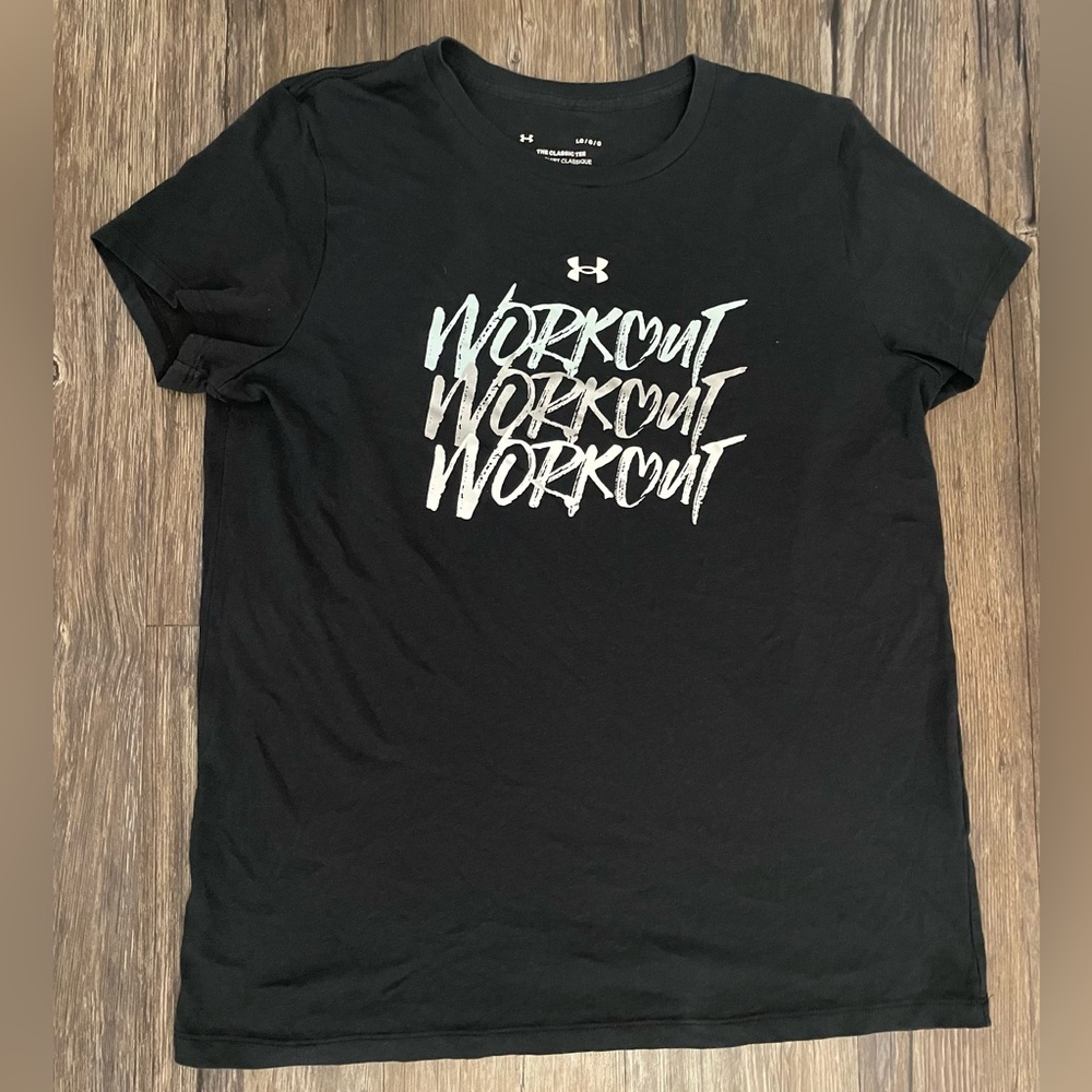 Under Armour Workout Graphic Tee Black Short Sleeve T-Shirt Size L